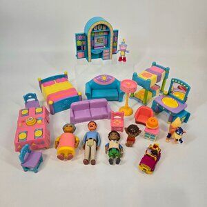 Vintage Dora the Explorer Dollhouse Furniture and People Mixed Lot & Diecast Car